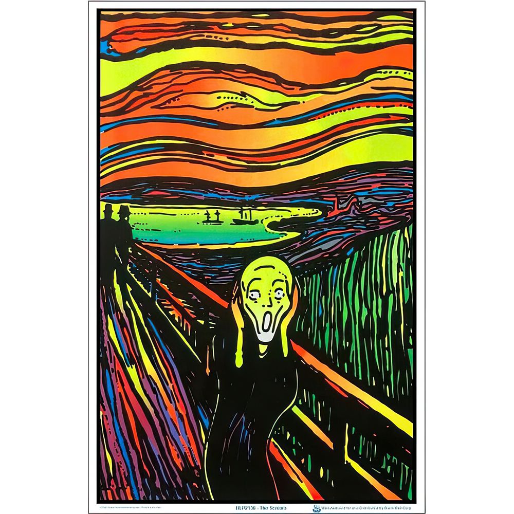 Psychedelic The Scream Flocked Black Light Poster - 23"x35"