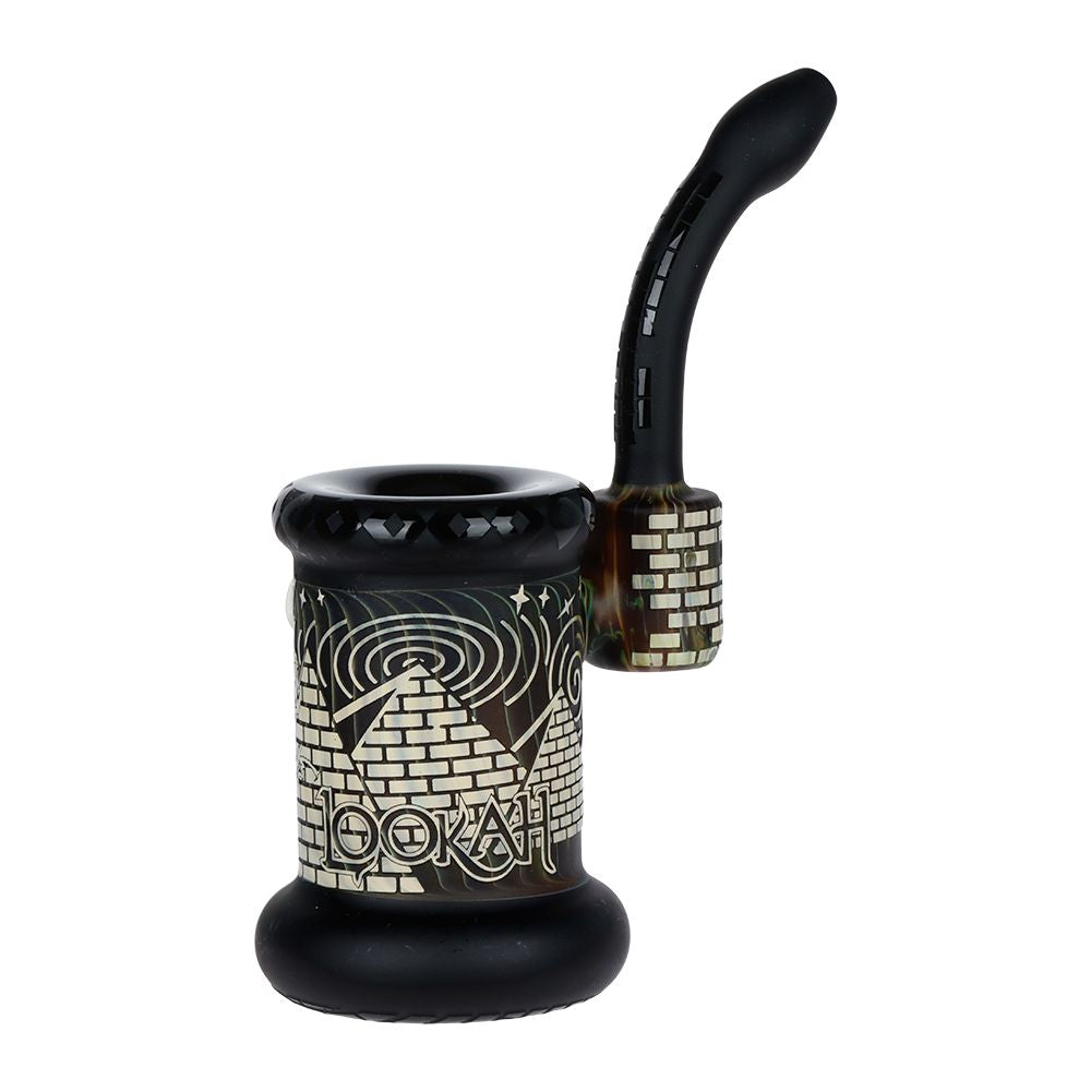 Lookah Glass Sacred Pyramid Black Etched Bubbler - 6"