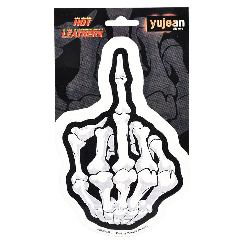 Bony Skeleton Hand Middle Finger Die-Cut Sticker - 4"x5.9"