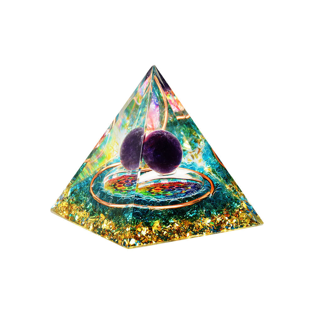 Purple Globe Orgonite Pyramid - 2.5"