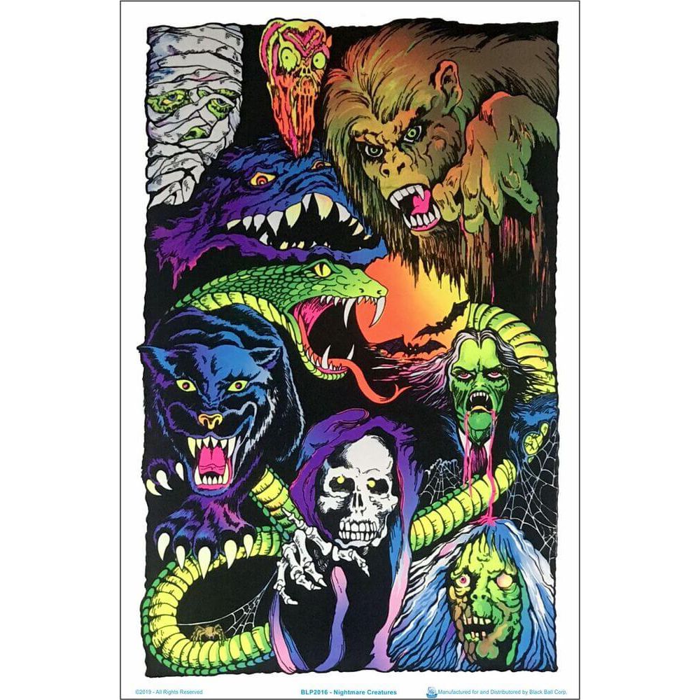 Nightmare Creatures Flocked Blacklight Poster - 23"x35"