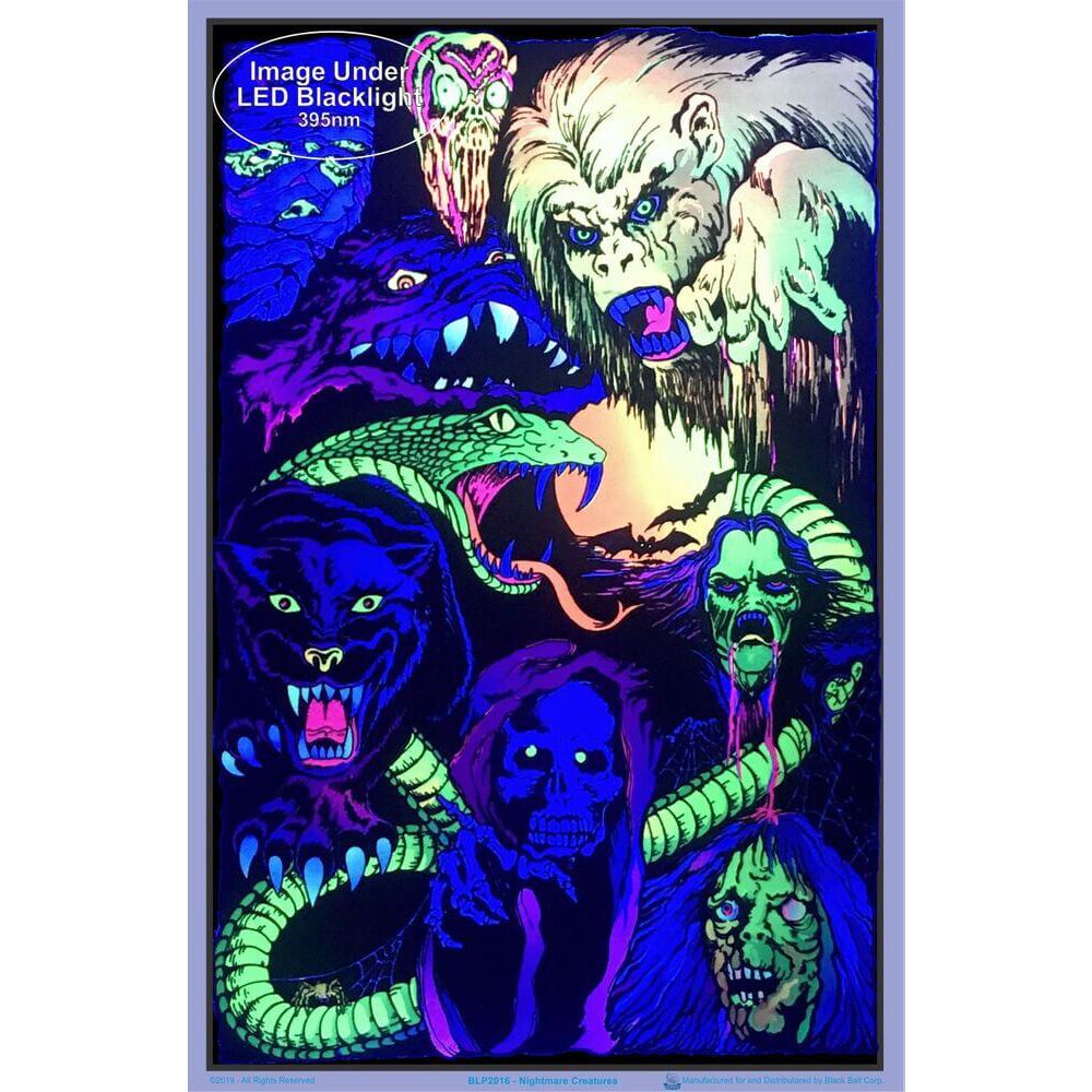 Nightmare Creatures Flocked Blacklight Poster - 23"x35"