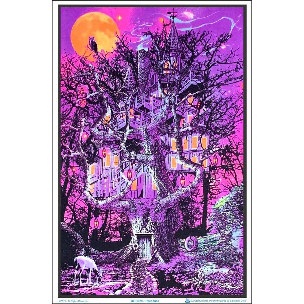 Treehouse Flocked Blacklight Poster - 23"x35"