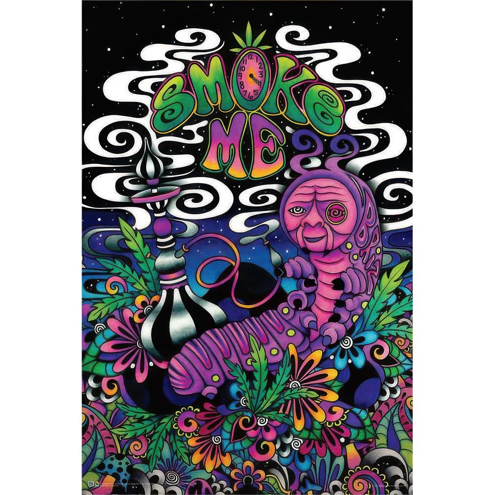 Smoke Me by Brizbazaar Hookah Catterpillar Non-Flocked Black Light Poster - 24"x36"