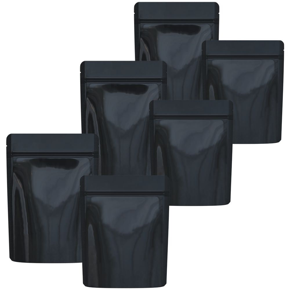 Cannaline Smell Proof Mylar Bags | Black Glossy Solid | 50pc