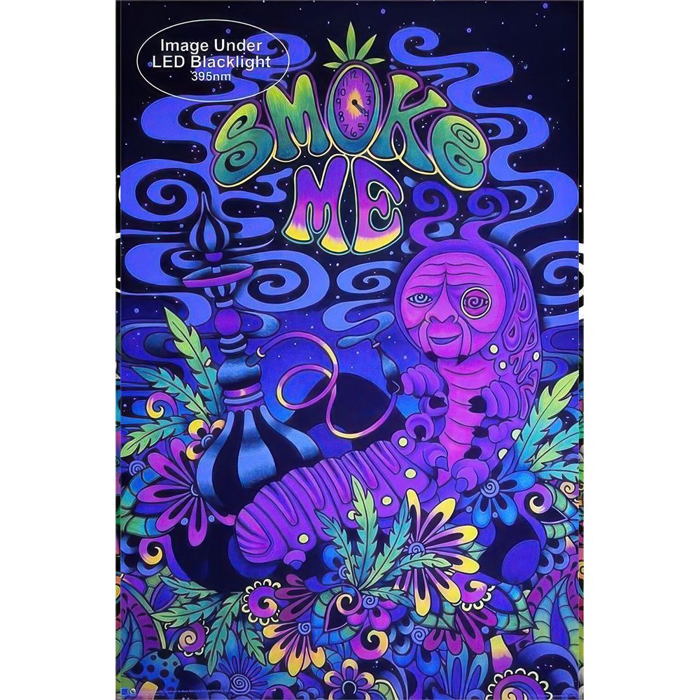 Smoke Me by Brizbazaar Hookah Catterpillar Non-Flocked Black Light Poster - 24"x36"