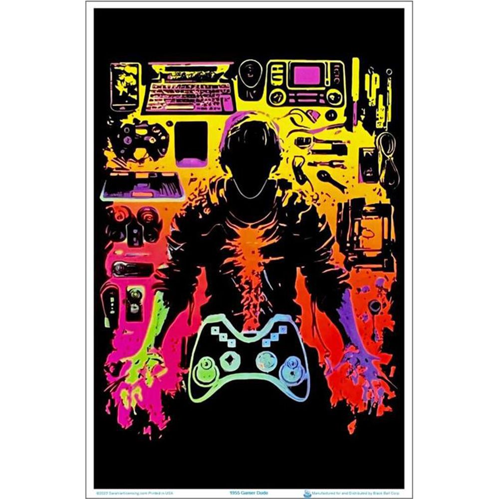 Gamer Dude Flocked Blacklight Poster - 23"x35"