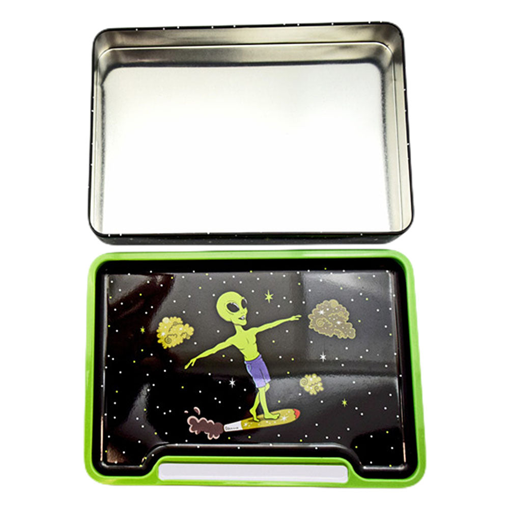 Alien Doobie Surfer Rolling Tray Box - 8"x5.75"