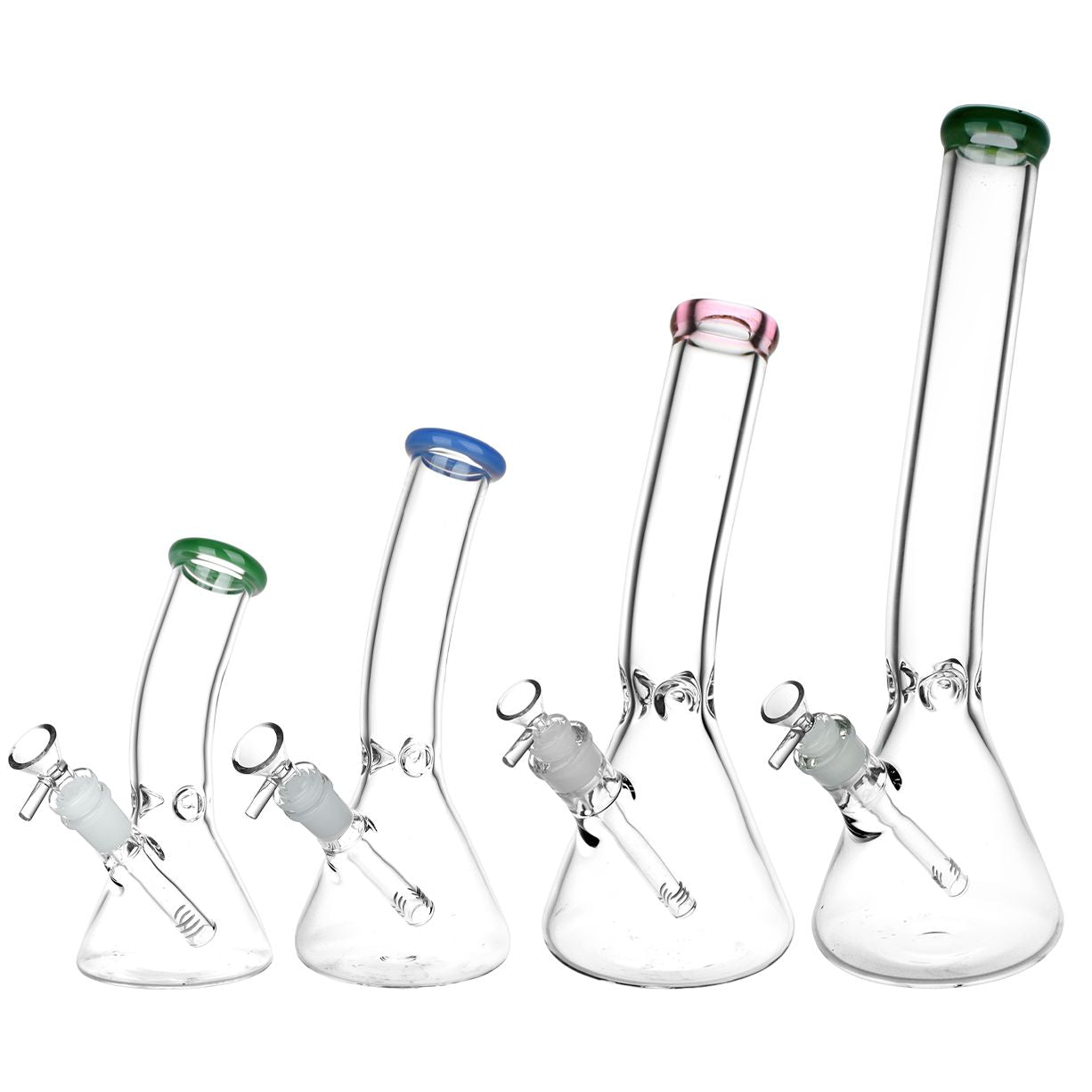 Classic Bent Neck Beaker Glass Water Pipe | 14mm F | Colors Vary