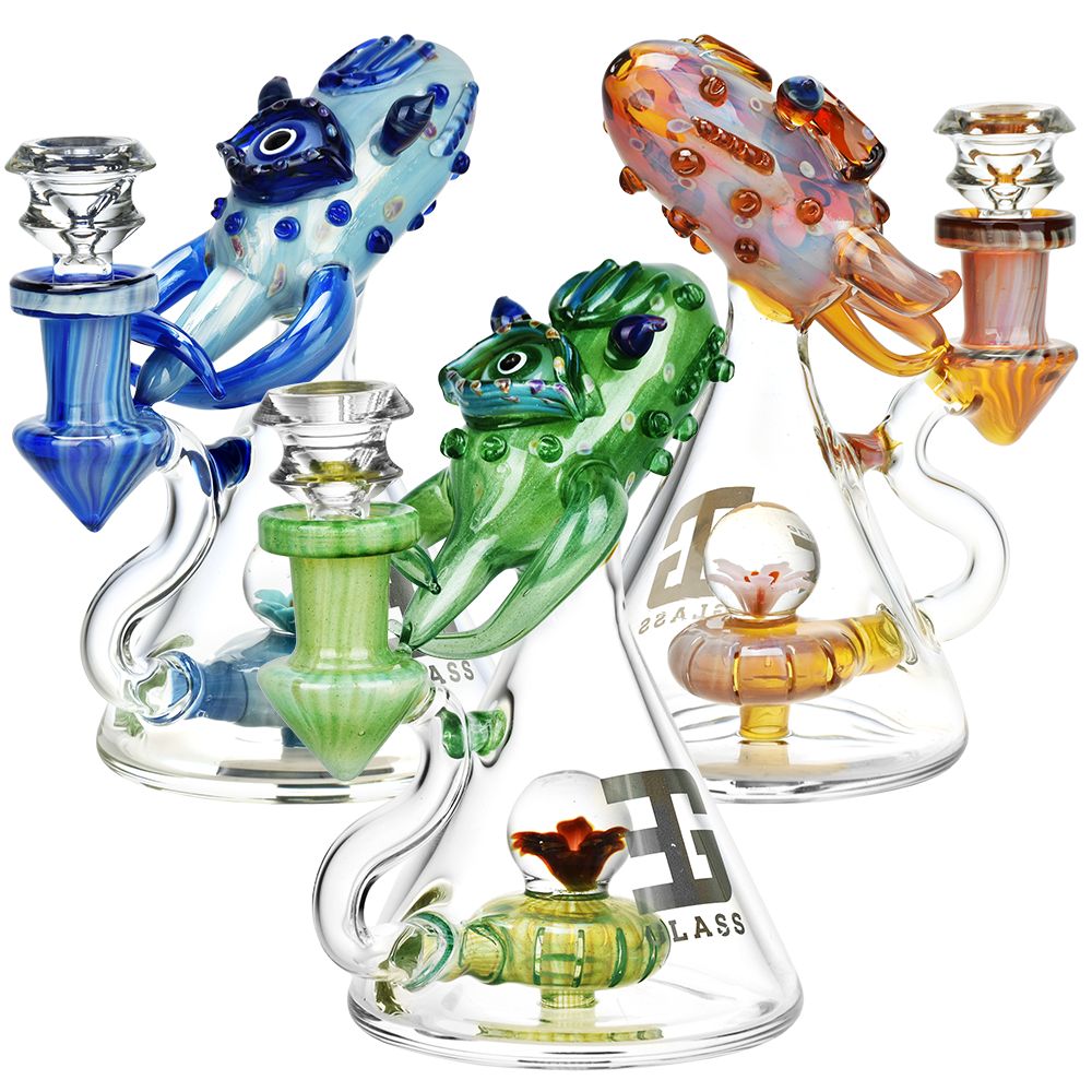 EG Glass Squid Glass Water Pipe - 6" / 14mm F / Colors Vary