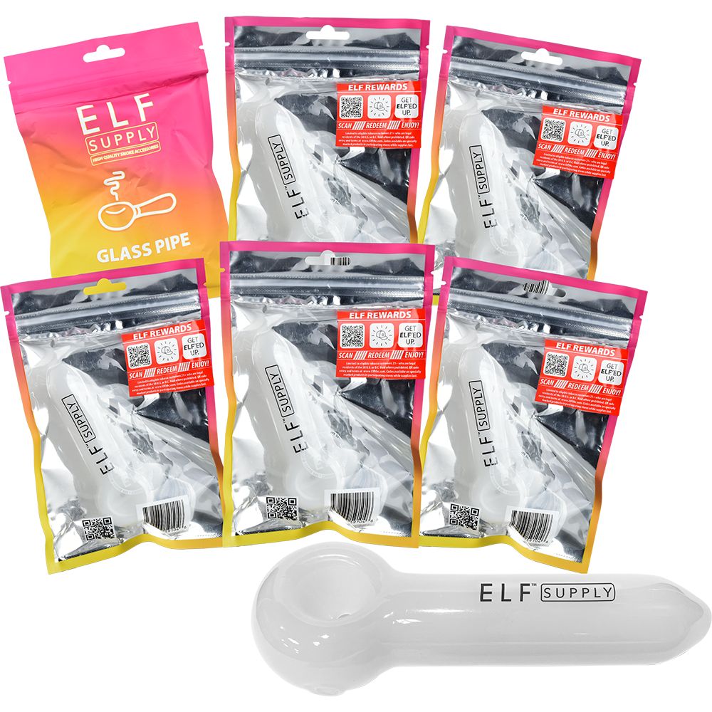 ELF Supply Glass Spoon Pipe - 4.25" / White 6CT