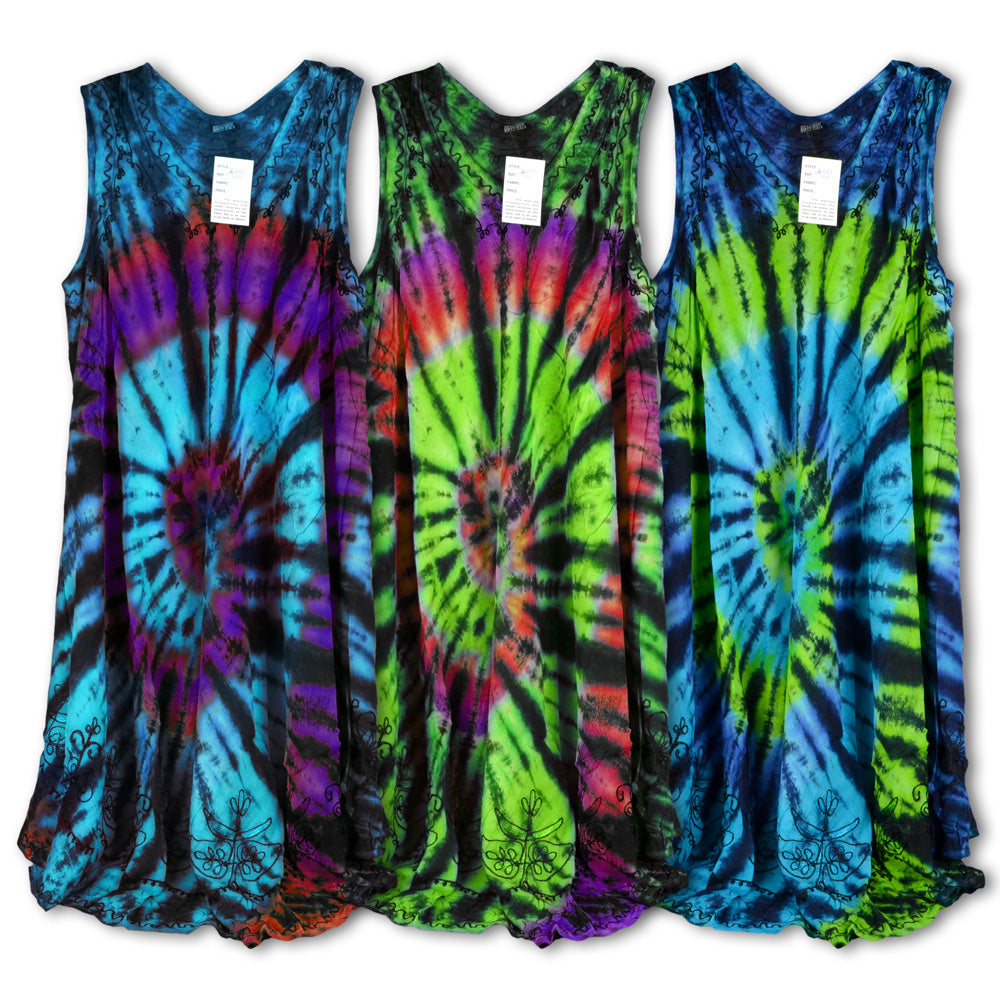 Spiral Tie Dye Dress - 41" / Viscose / Colors Vary