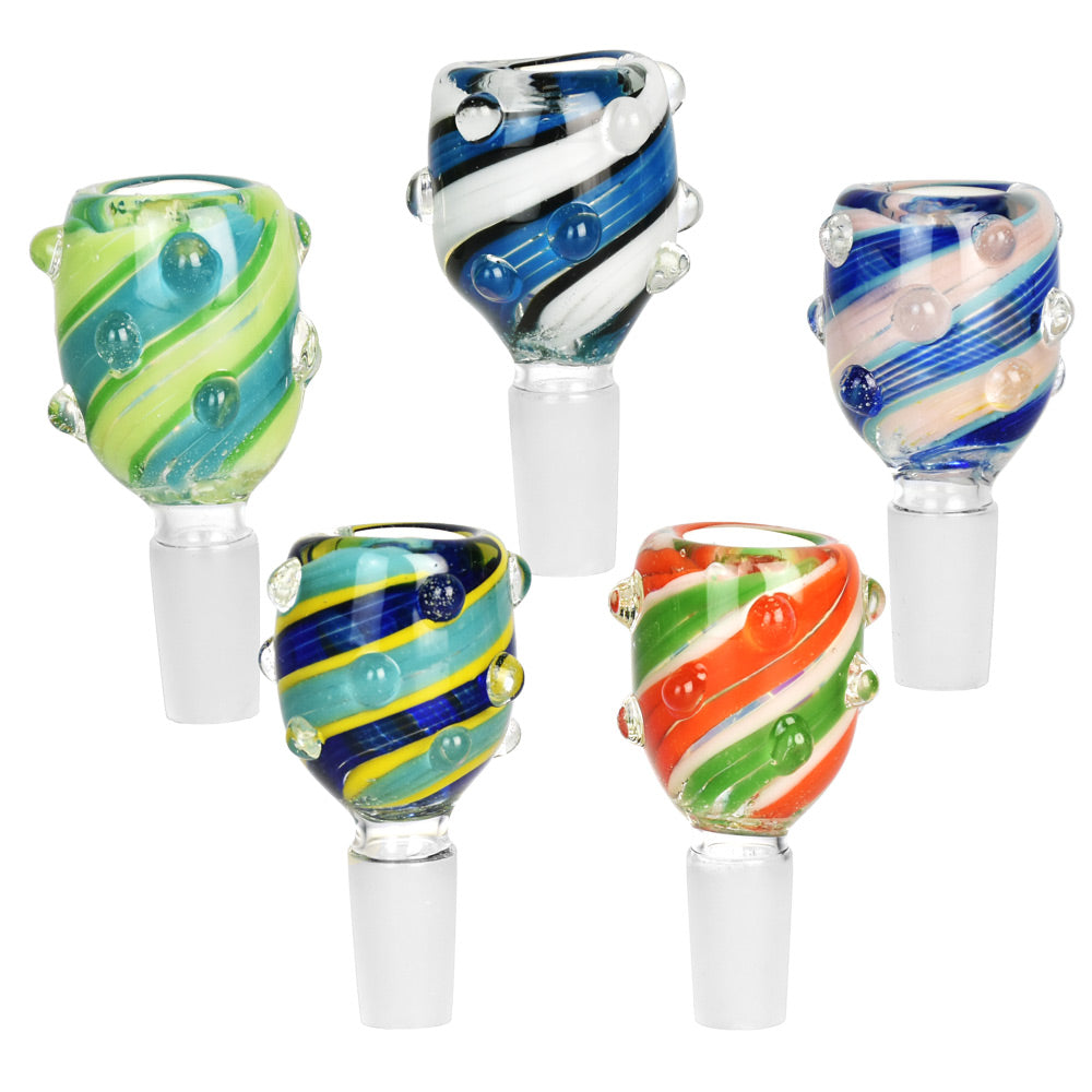 Bold Stripes Swirl Glass Marble Grip Herb Slide - Colors Vary