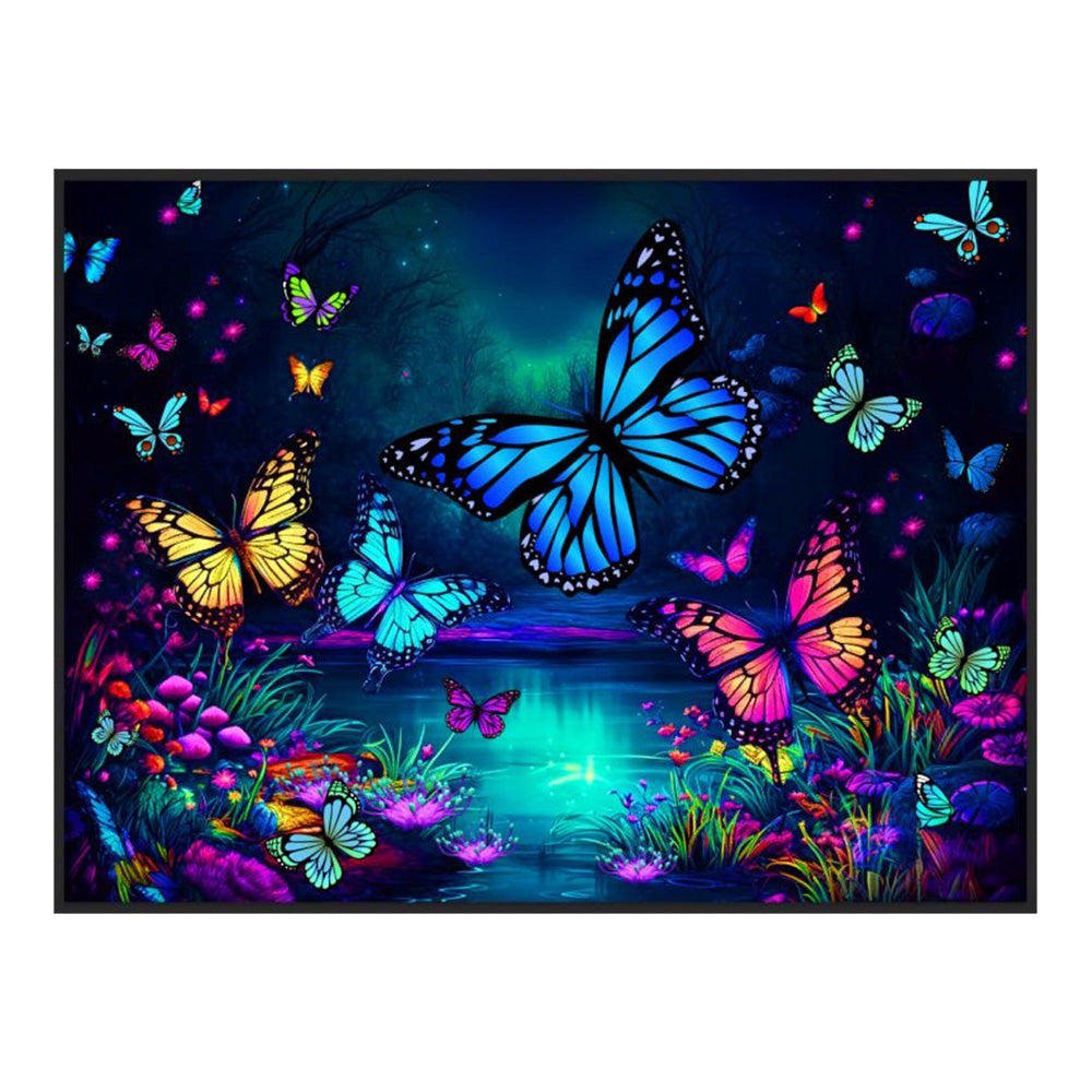 Butterfly World Black Light Reactive Wall Tapestry - 81"x53"