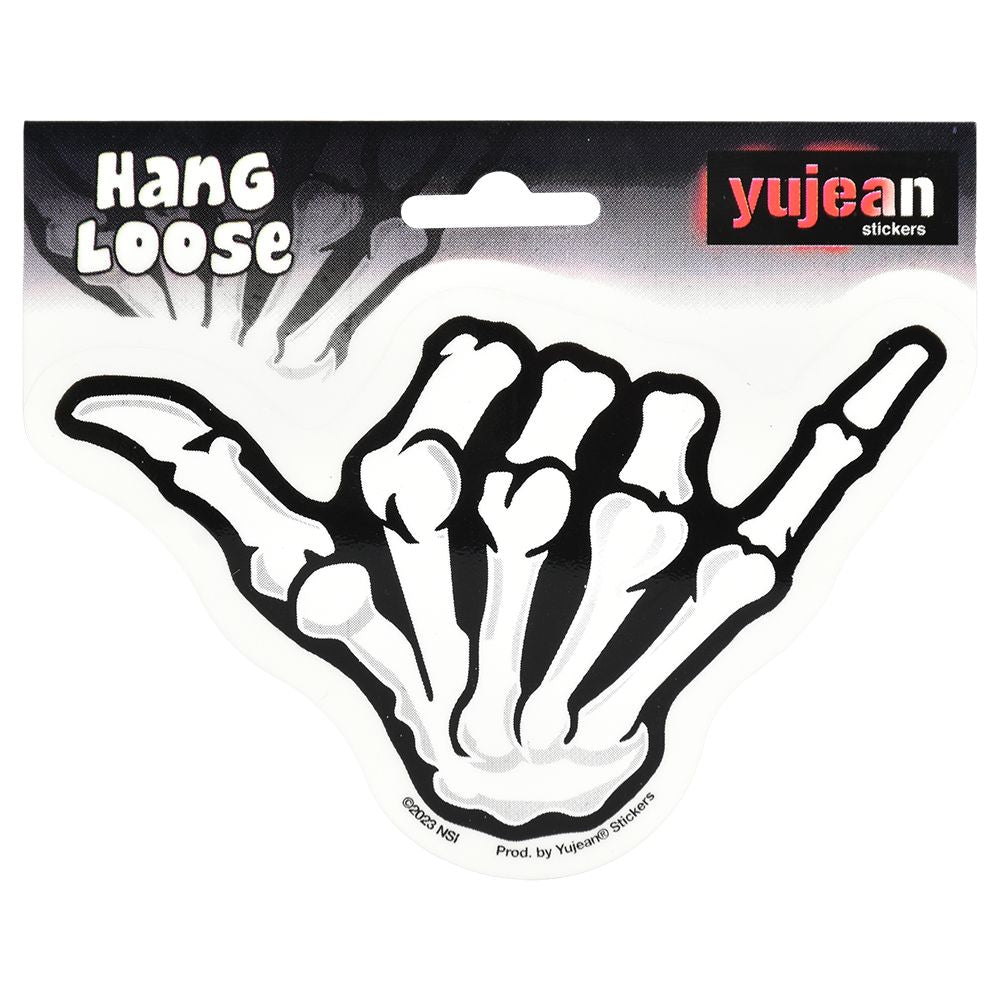 Bony Skeleton Hand Hang Loose Die-Cut Sticker - 4.8 x 3"